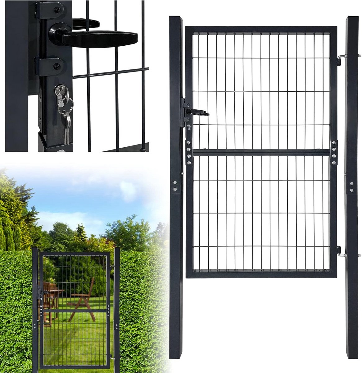 Tuinpoort - Hekwerk Deur - Perceel Afbakenen - Verzinkt Staal - 150x100 cm - Zwart