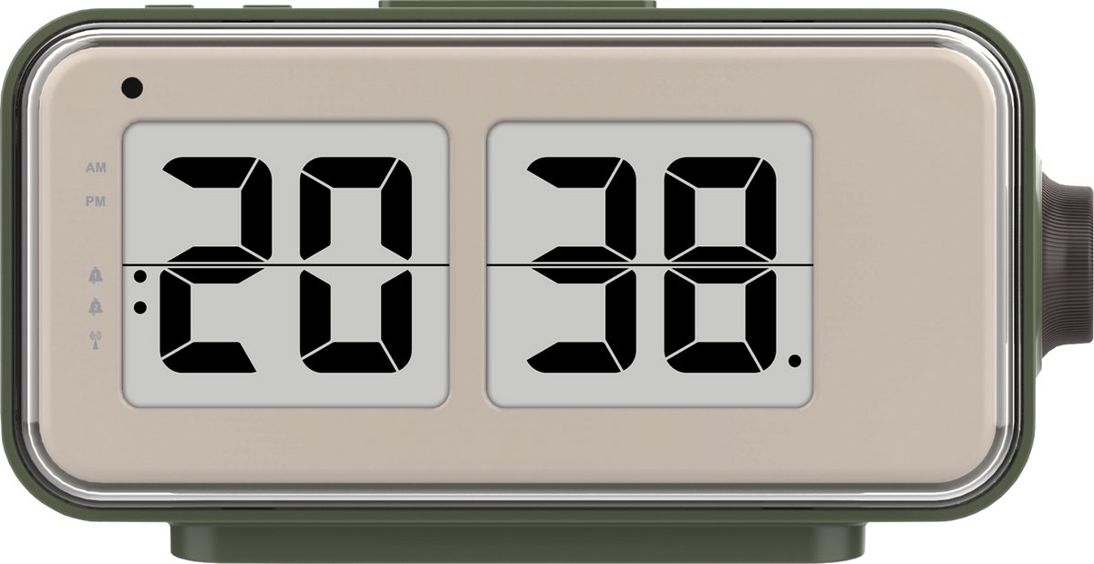 Technoline WT 270 - Wekker - Digitaal - Radiogestuurde tijdsaanduiding - Achtergrondverlichting - Snooze - 2 alarmen - Kalender - 12/24 - Binnentemperatuur - Rechthoek - Donkergroen - Beige - 174x90x65