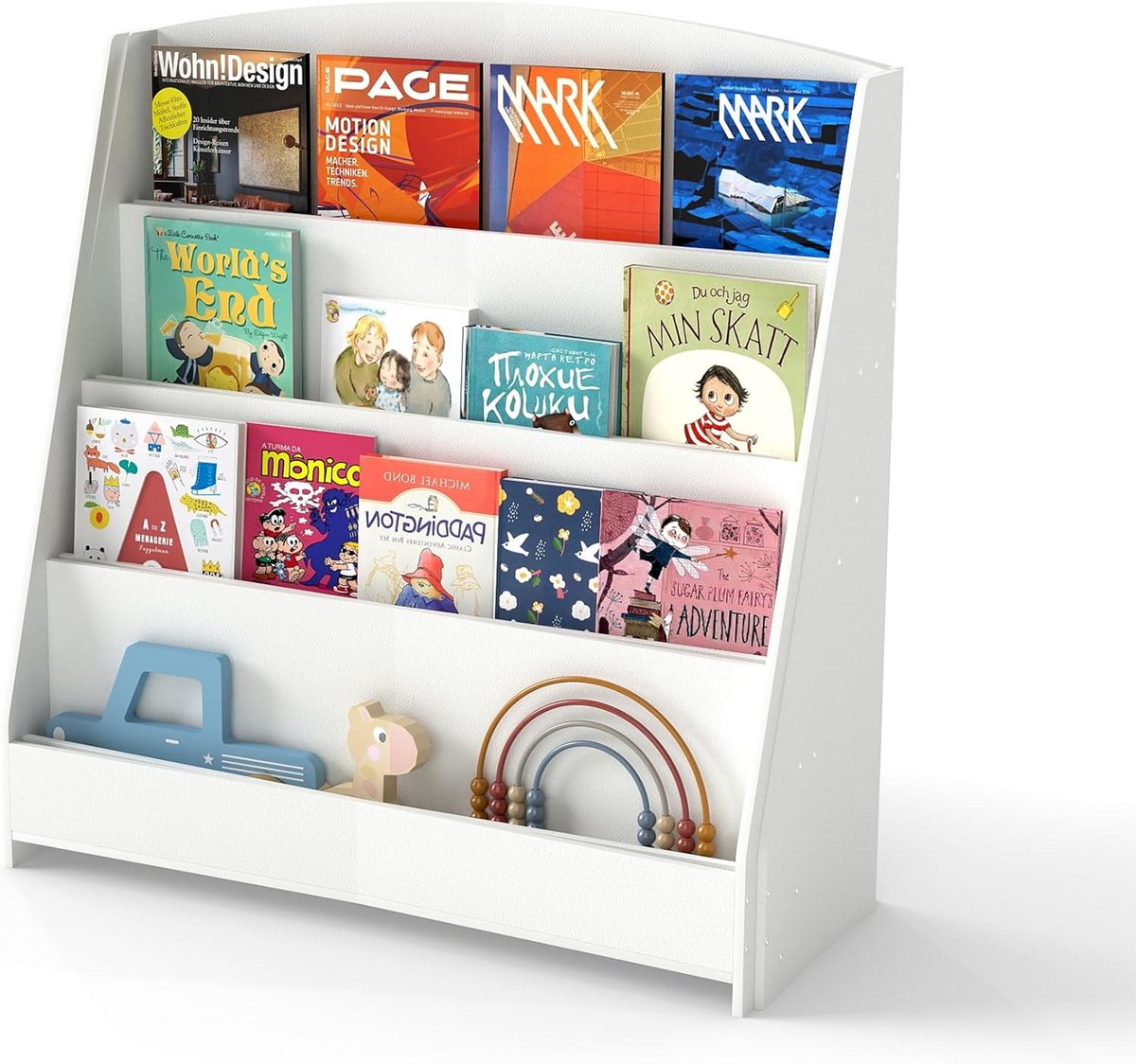 Kinderboekenkast - Boekenrek - Boeken Presenteren - Schuin Design - 80 x 85 cm - Wit