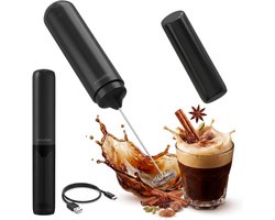 Melkopschuimer Elektrisch - Handmatige opschuimer - Koffie Dranken Maken - Romig Schuim Snel - Compact Ontwerp - Zwart
