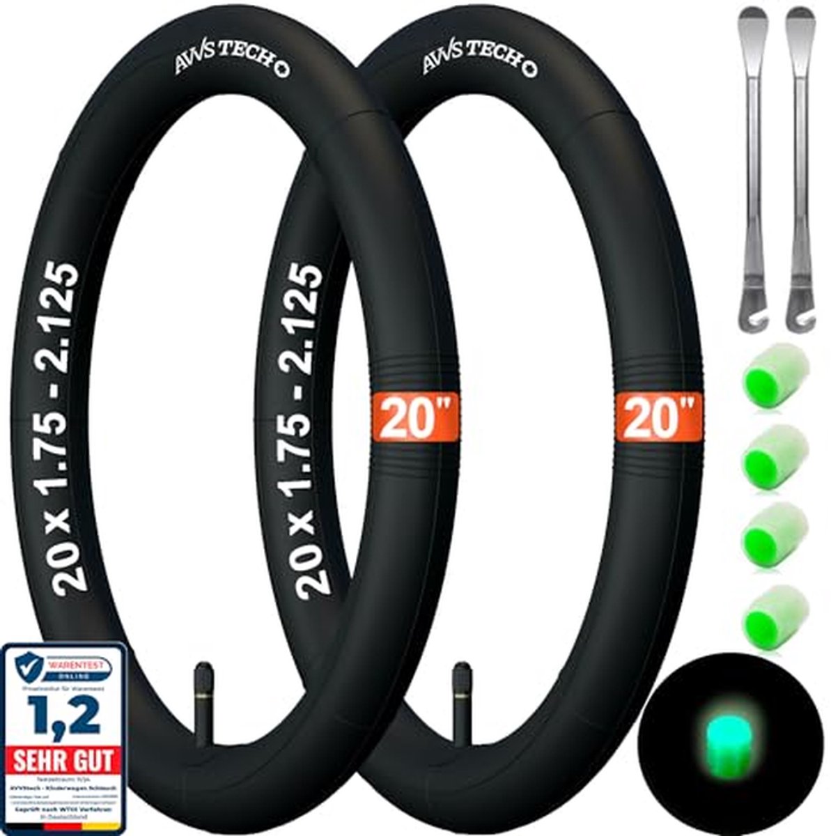 Binnenbanden Kinderfiets Fietsbanden Aanhanger Veilig Fietsen Butyl Rubber 20 Inch 2 Stuks Zwart