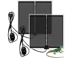 Verwarmingsmat Reptielen - Terrarium Warmte - Huisdieren Warm Houden - Instelbare Temperatuur - 2 Stuks 28x28cm - Zwart