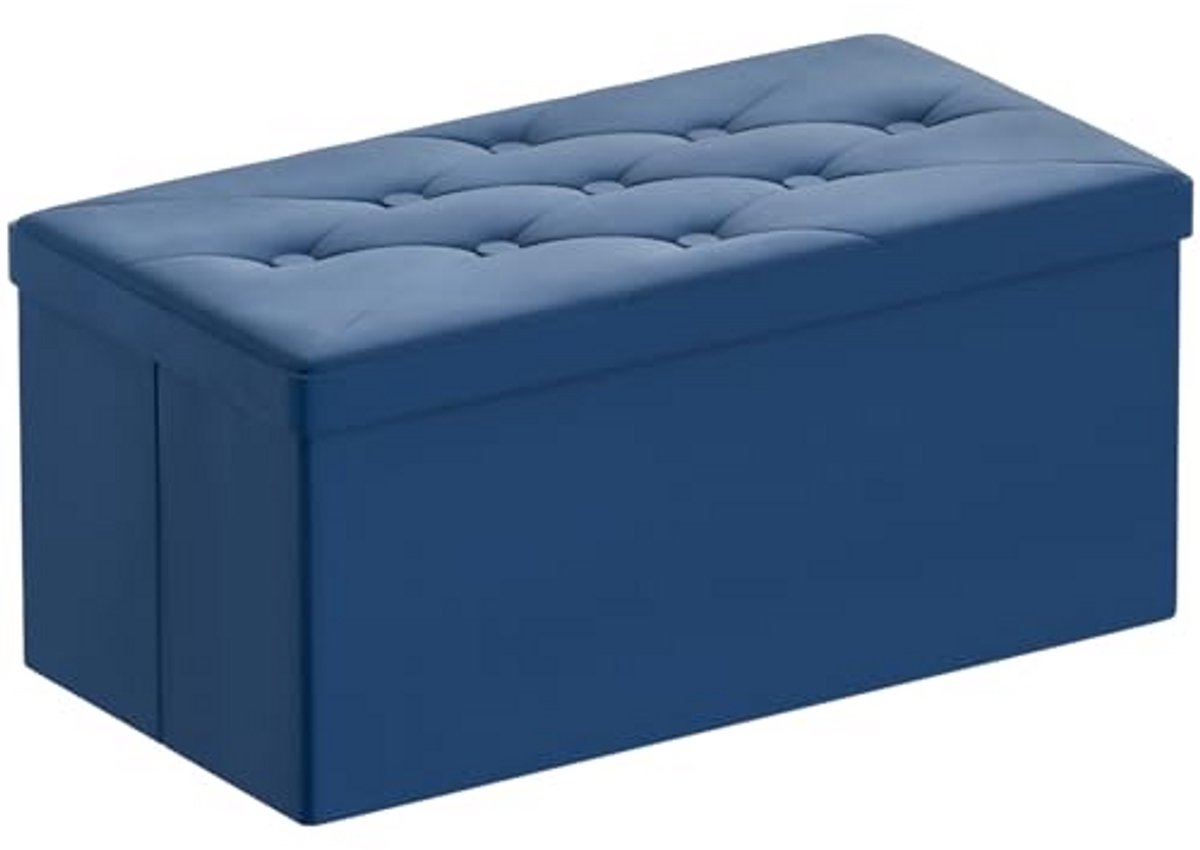 Opbergbank - Poef Kruk - Woonkamer Opruimen - Opvouwbaar Design - 80 Liter - Blauw
