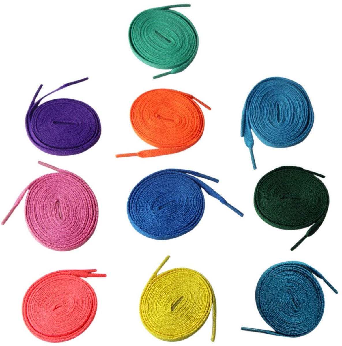 Dailygoods- Schoenveters 10 Paar - Platte Veters - Gekleurde Veters