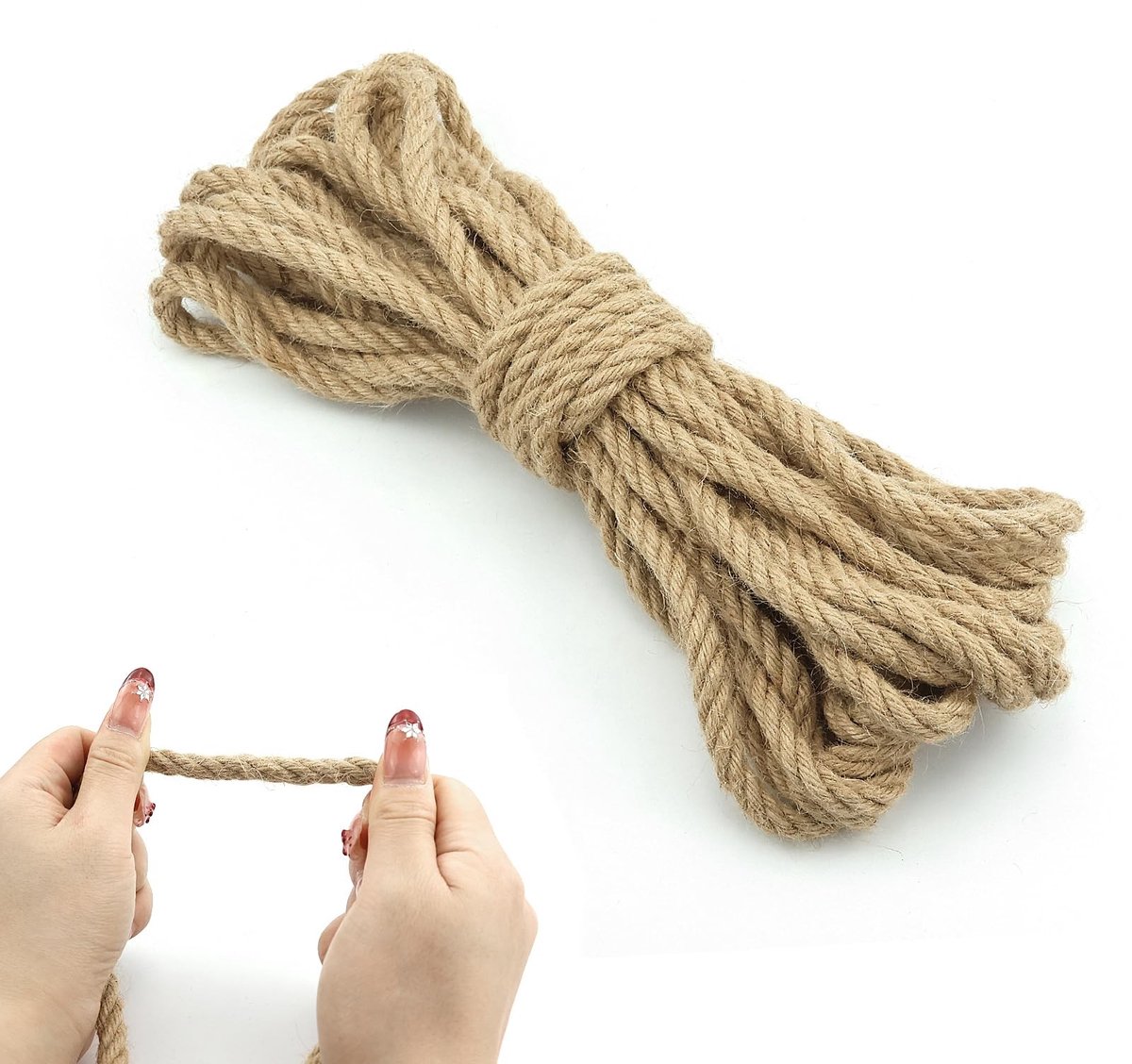 Dailygoods- Jute Koord 10 mm x 10 m - Natuurlijk Henneptouw - Scheurvast - Sterk - Tuinkoord - Creatieve Projecten - Touw