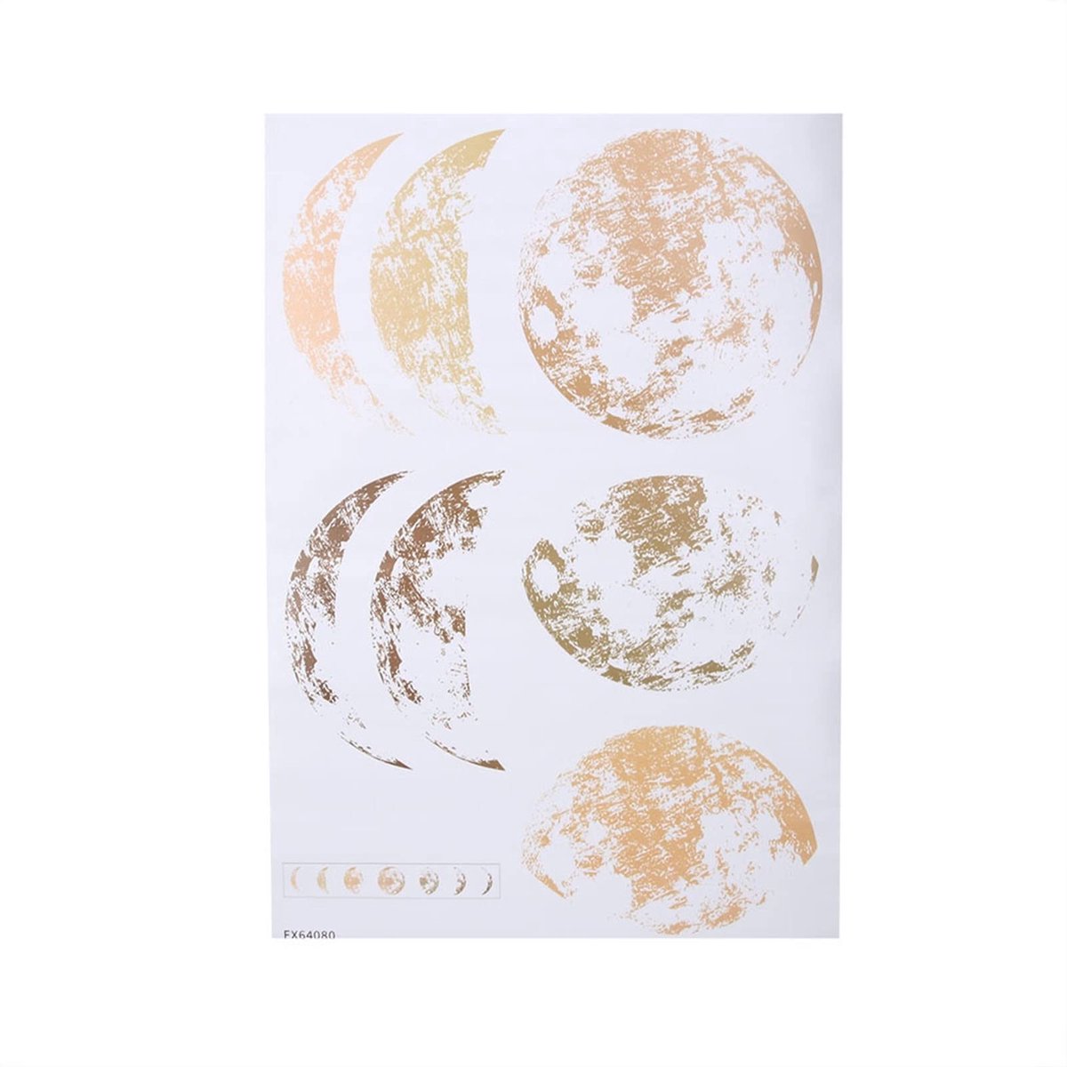 Dailygoods- Maanstanden Muur Sticker - Lichtgevende Ruimtedecoratie - Maanfase Wanddecoratie - Creatieve Maan Wandstickers - Modern Muurkunst - Afmeting 60x40 cm - Muurtattoo