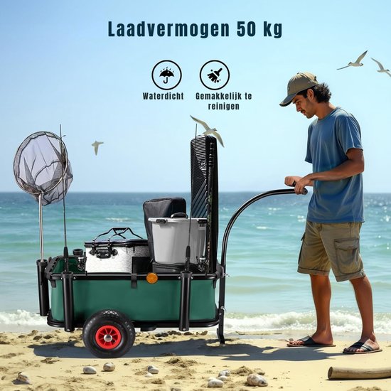QUOVO® Bolderkar Opvouwbaar Luchtbanden - Bolderkar - Bolderkar Opvouwbaar - Zwart/Groen - 50cm x 50cm x 80cm van Quovo — afbeelding 3