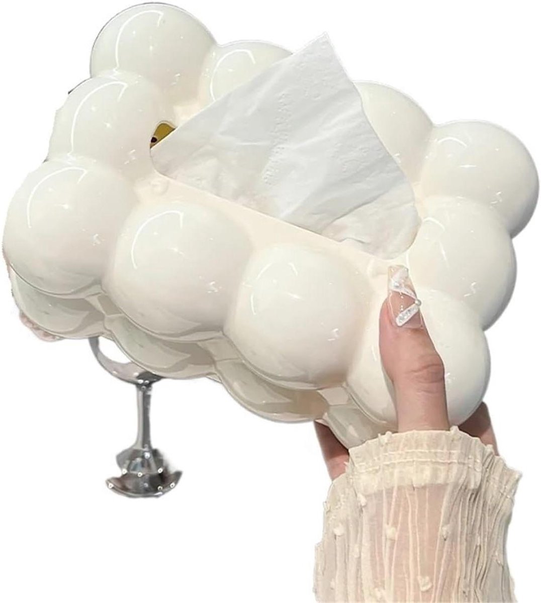 Zakdoekdoos - Papieren doos Servetdoos - Woonkamer Opbergen - Elegant Crèmestijl - 195 x 15 x 10 cm - Wit