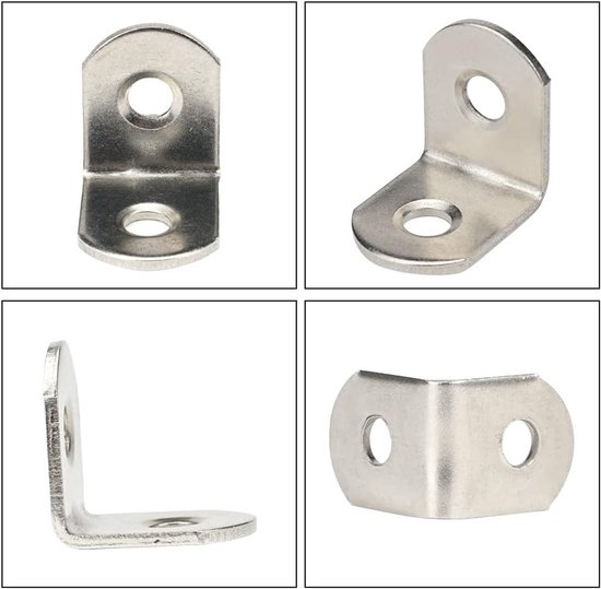 20 Stuks RVS Hoekstukken 90 Graden, Kleine Hoek 20 x 20 mm, Hoekconnector voor Meubels en Hout met 40 Schroeven — afbeelding 4