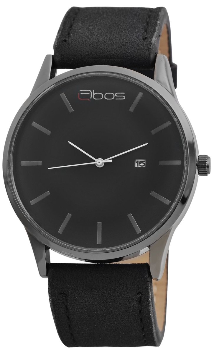 QBOS Herenhorloge van imitatieleer QB0038 QBOS herenhorloge met imitatieleren band