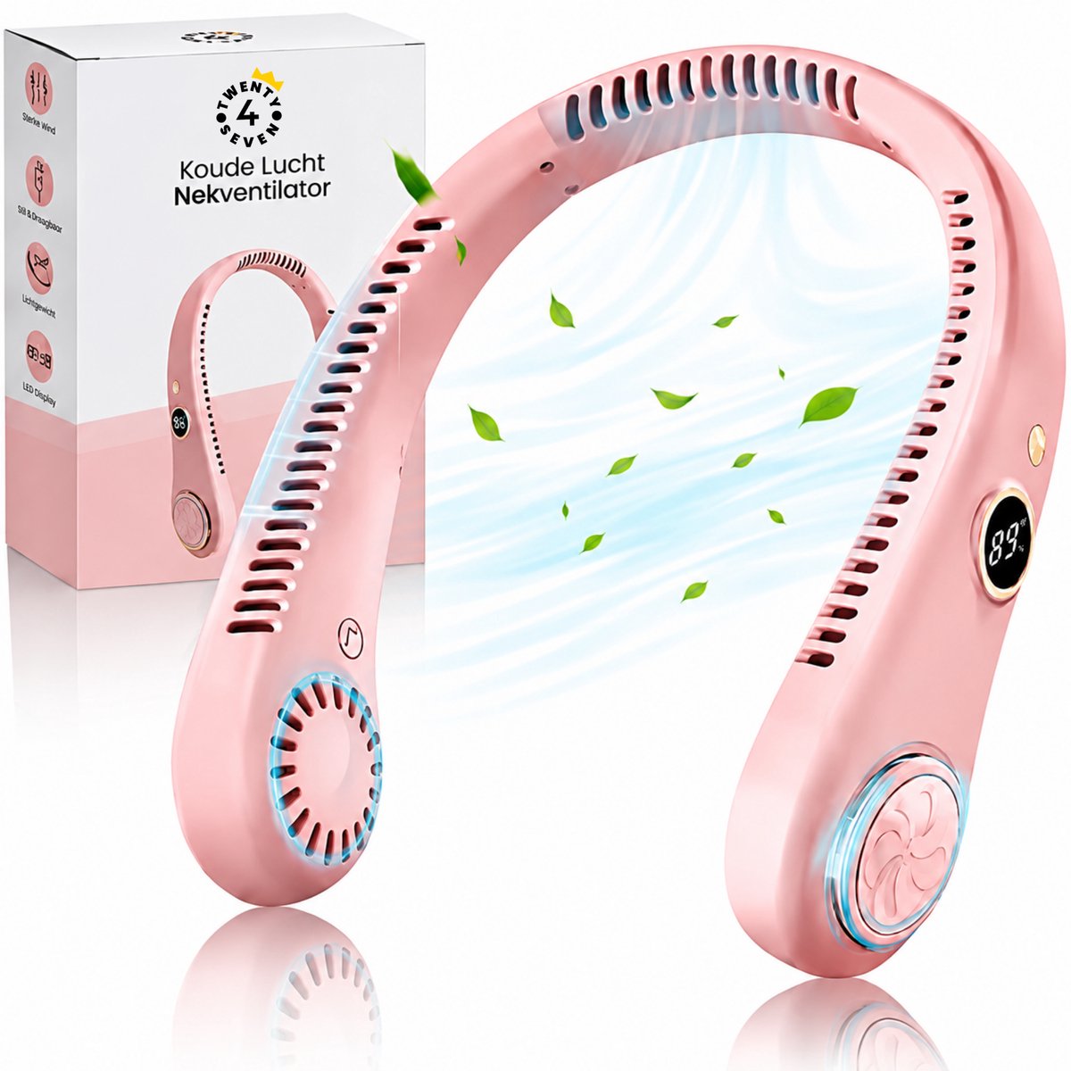 Twenty4seven® Nek Ventilator - Draagbare Nekventilator met Koeling - Mini Nek Fan - Gezichtsventilator & Handventilator - Portable Neck Fan met 5 Standen
