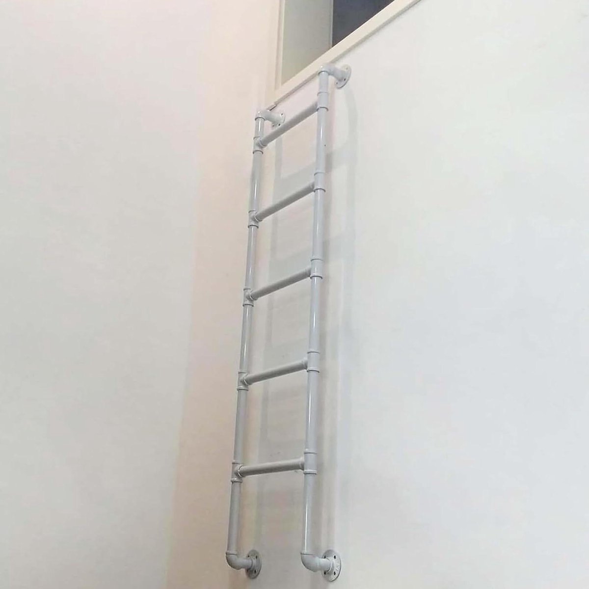 Zoldertrap Metaal - Vluchtladder Thuis - Hoge Plank Bereiken - Verstelbare Hoogte - 100-300 cm - Wit