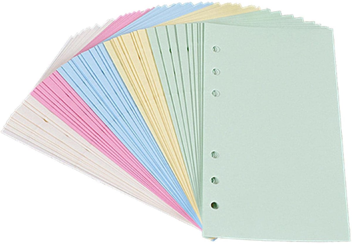 Dailygoods- Vullingen Premium Materiaal - 6-gaats Geperforeerde Inserts - Losbladig Ontwerp - 50 Vellen/100 Pagina's - Kleurrijk Papier - Extra Dik en Zacht - Notitiepapier