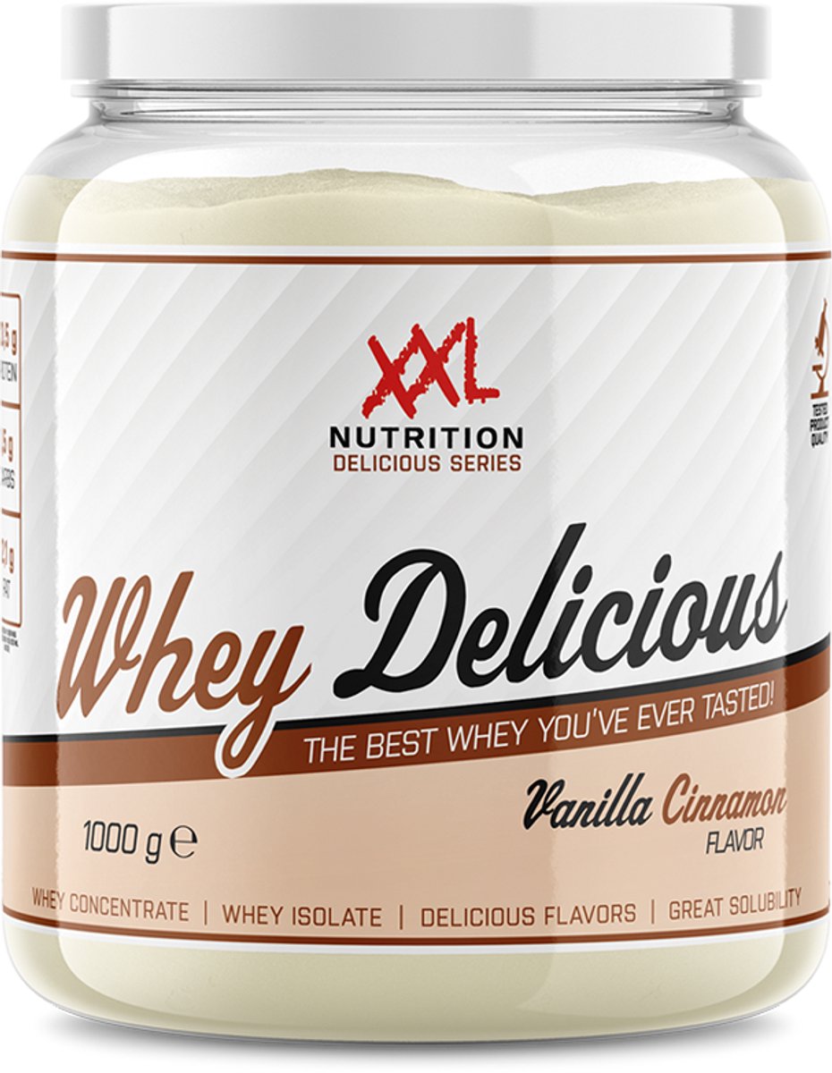Bol.com XXL Nutrition - Whey Delicious - 80% Eiwit - Vanille Kaneel - Wei Eiwitpoeder met BCAA & Glutamine, Proteine Poeder, Eiw... aanbieding