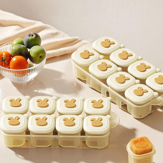 VHV- Babyvoeding Bewaarbakjes - 8 Delige Siliconen Vriesvorm - 40ml Porties met Maataanduiding - Geschikt voor Zelfgemaakte Puree, Borstvoeding en Snacks - BPA-vrij van VHV — afbeelding 3