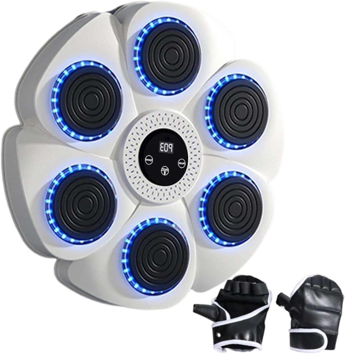 Muziek Boksmachine - Boksdoel Apparaat - Fitness Training - Wandmontage Snel - 40cm Diameter - Wit