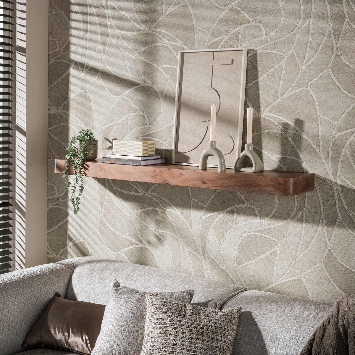 PS-Collection Wandplank Acaciahout Bruin Carve - 150 cm - wandplank, wandrek industrieel, wandrek metaal zwart, wandrek rond, wandrekken, wandplank zwevend, wandplank hout