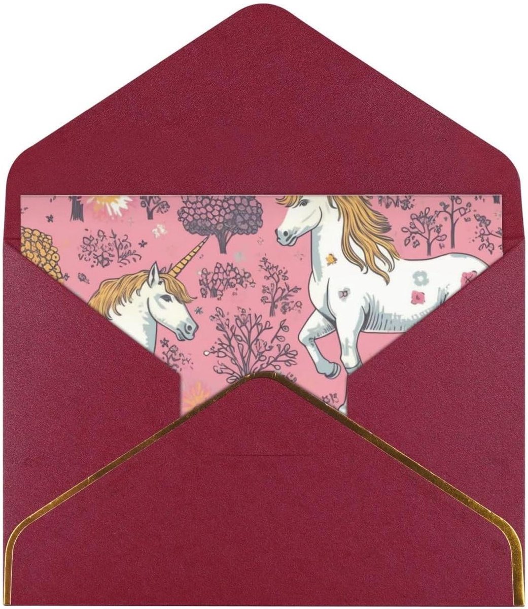 Wenskaarten Set - Kaarten Met Envelop - Alle Gelegenheden - Parelmoer Papier - 48 Stuks - Donkerrood