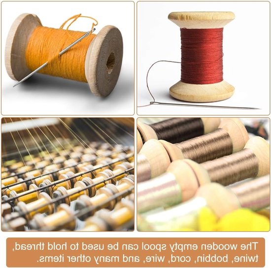 Houten Lege Spoelen voor Naai- en Breiwerk, 10 Stuks DIY Spoelen voor Draad en Garens, Perfect voor Creatieve Projecten en Organisatie van Merkloos — afbeelding 4