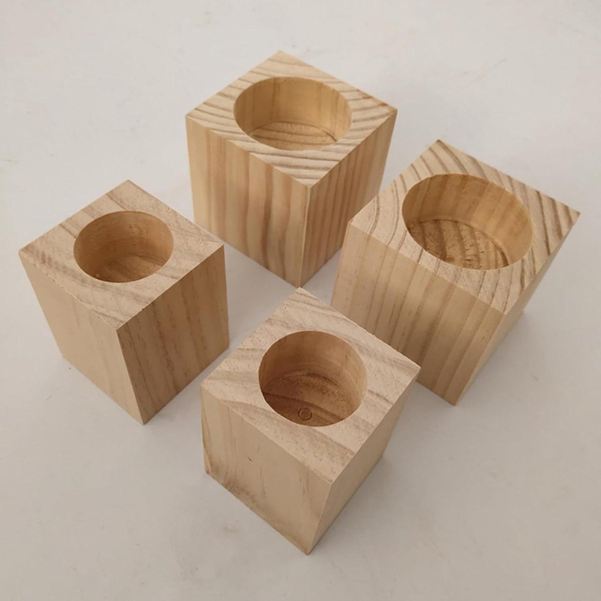 Meubelverhogers Set - Houten Bedverhogers - Meubels Verhogen - Robuust Grenenhout - 4 Stuks 5 cm - Houtkleur