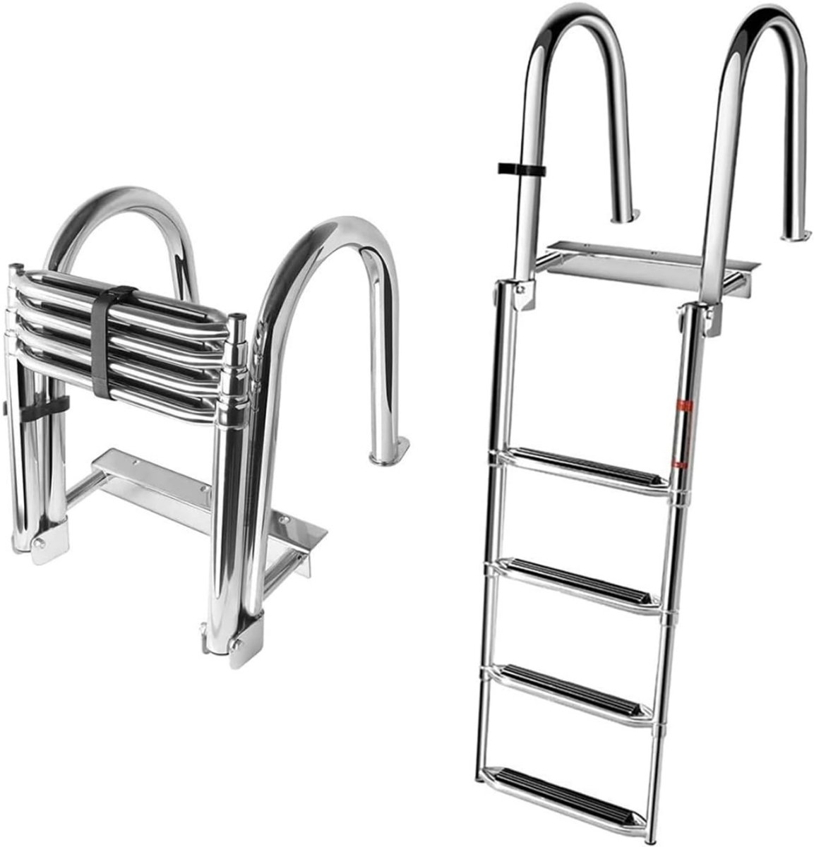 QUOVO® Zwembadtrap - Zwembad Trap - Inbouwzwembad - Zilver - 120cm x 38cm x 168cm