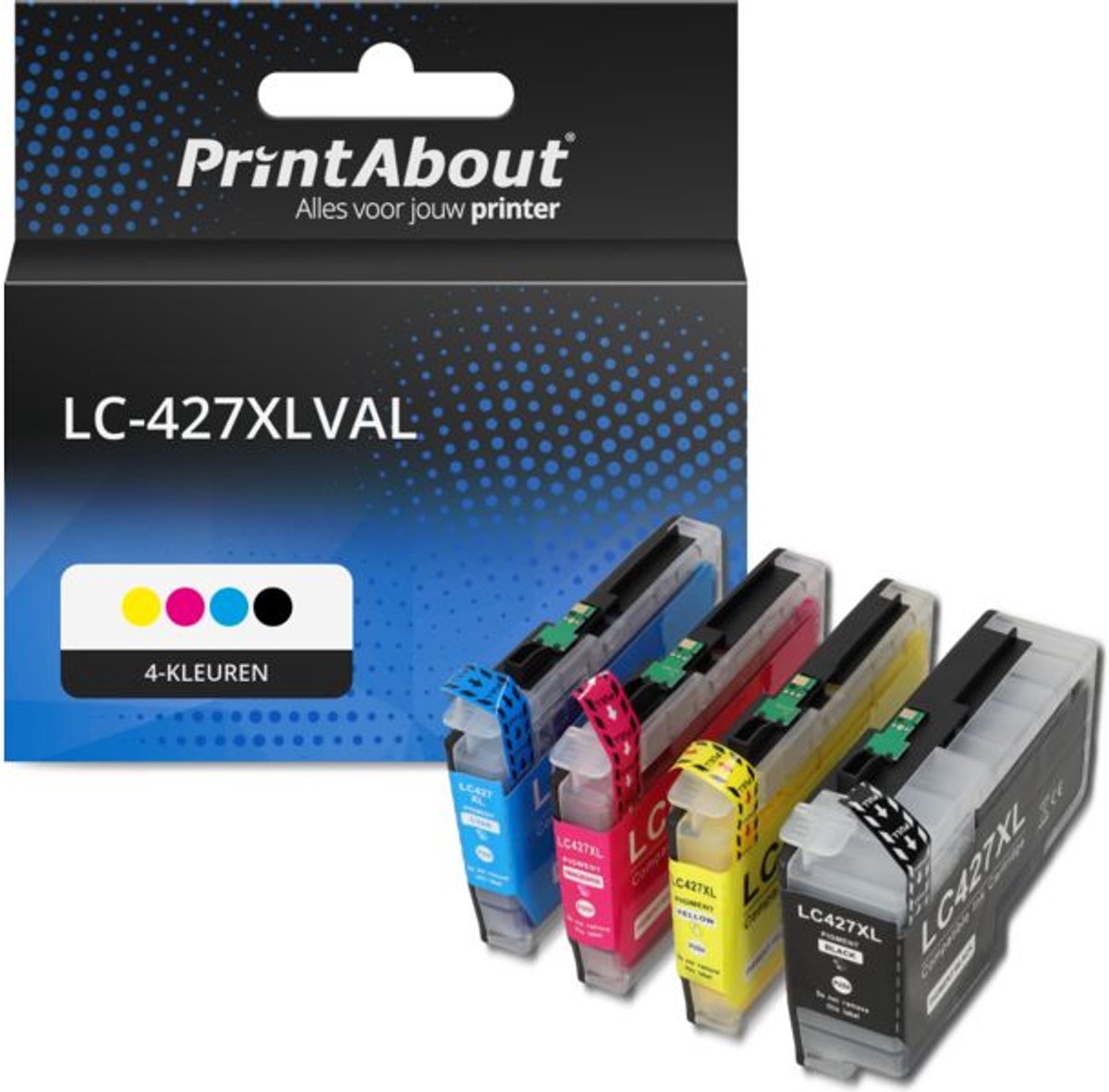 PrintAbout Huismerk Brother LC-427XLVAL Inktcartridge 4-kleuren Voordeelbundel Hoge capaciteit