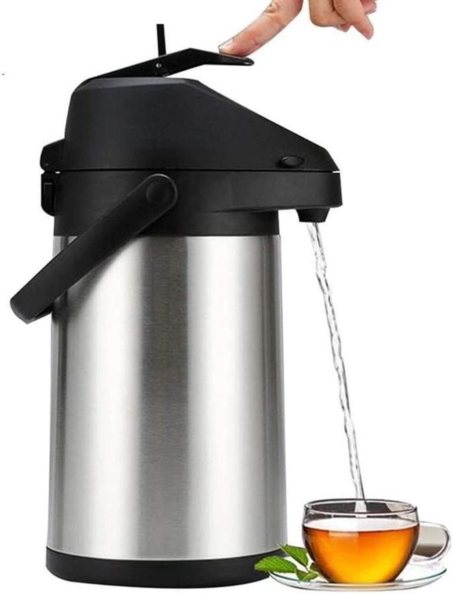 Thermoskan met pomp - Thermische karaf - Dranken warm houden - Vacuüm geïsoleerd - 25 liter - Zilver