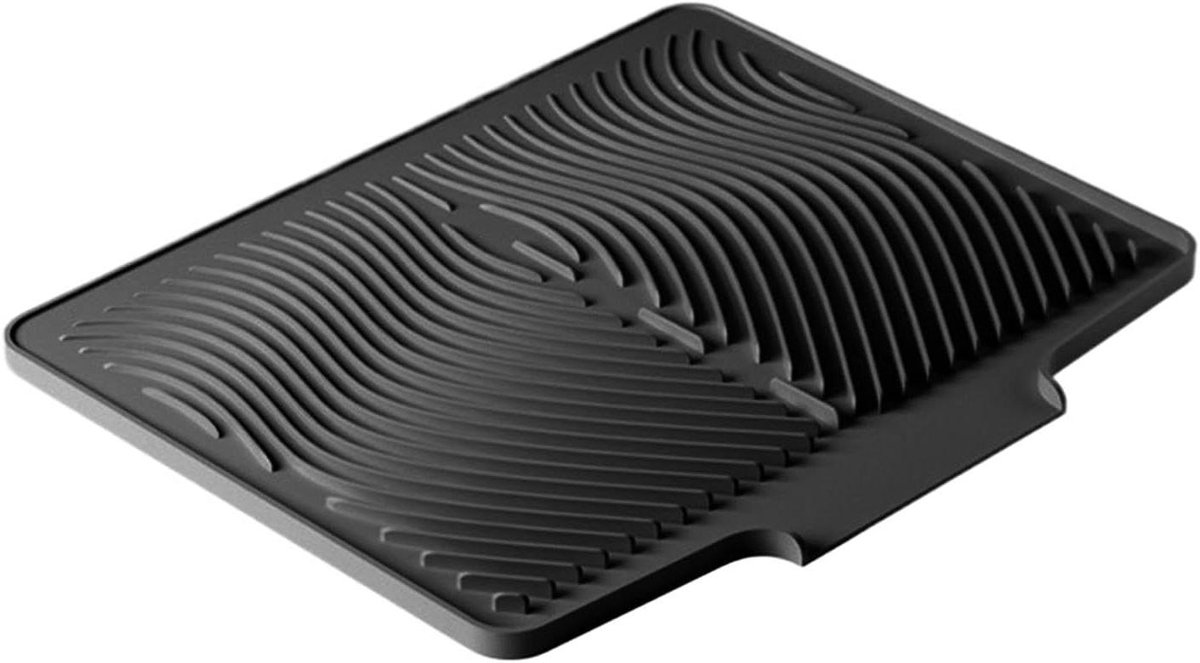 Afdruipmat - Drogermat Servies - Keuken Organiseren - Geïntegreerde Drainage - 40 x 33 cm - Zwart