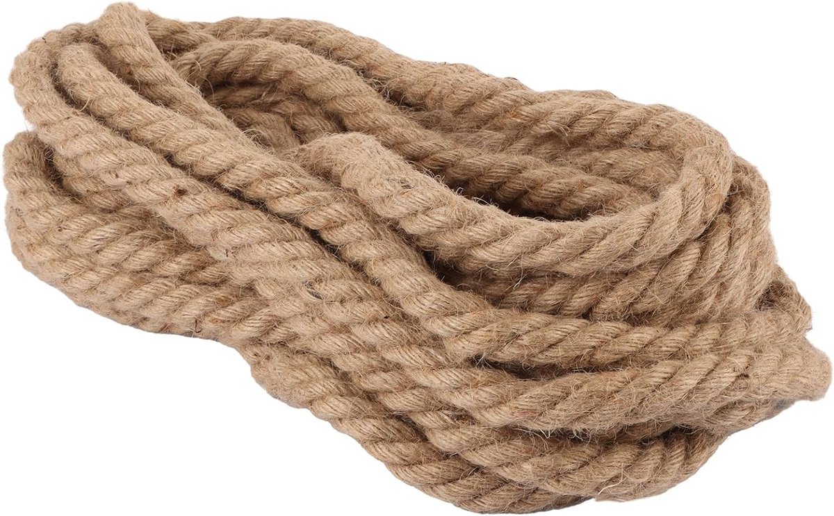 Natuurlijke Jute Touw 20 mm 12 m - 4 Strengen Decoratief Touw voor Tuin, Creatieve Klussen en DIY Decoratie