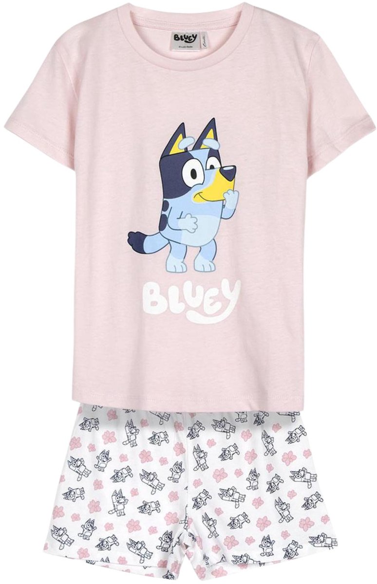 Pyjama "Bluey" Single Jersey short roze kids series 4 Jaar