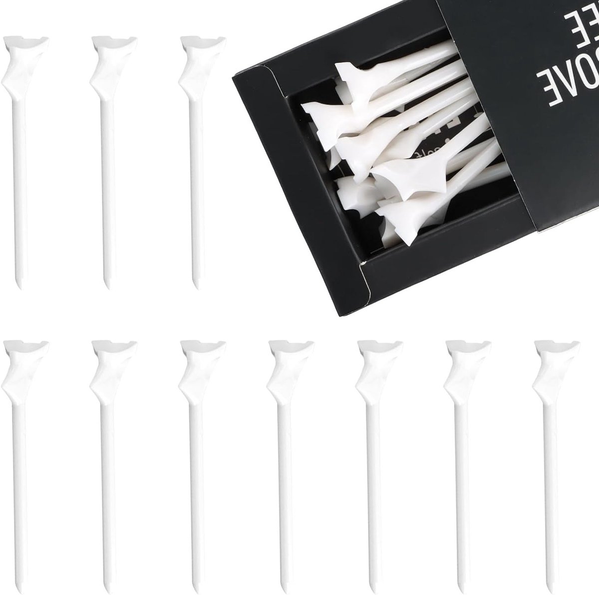 Set van 10 Schokbestendige Golf Tees met 10° Hellingshoek voor Golfliefhebbers – Ideaal Golfaccessoire voor Verlengde Afstanden, 8,5 cm, Duurzaam en Lichtgewicht