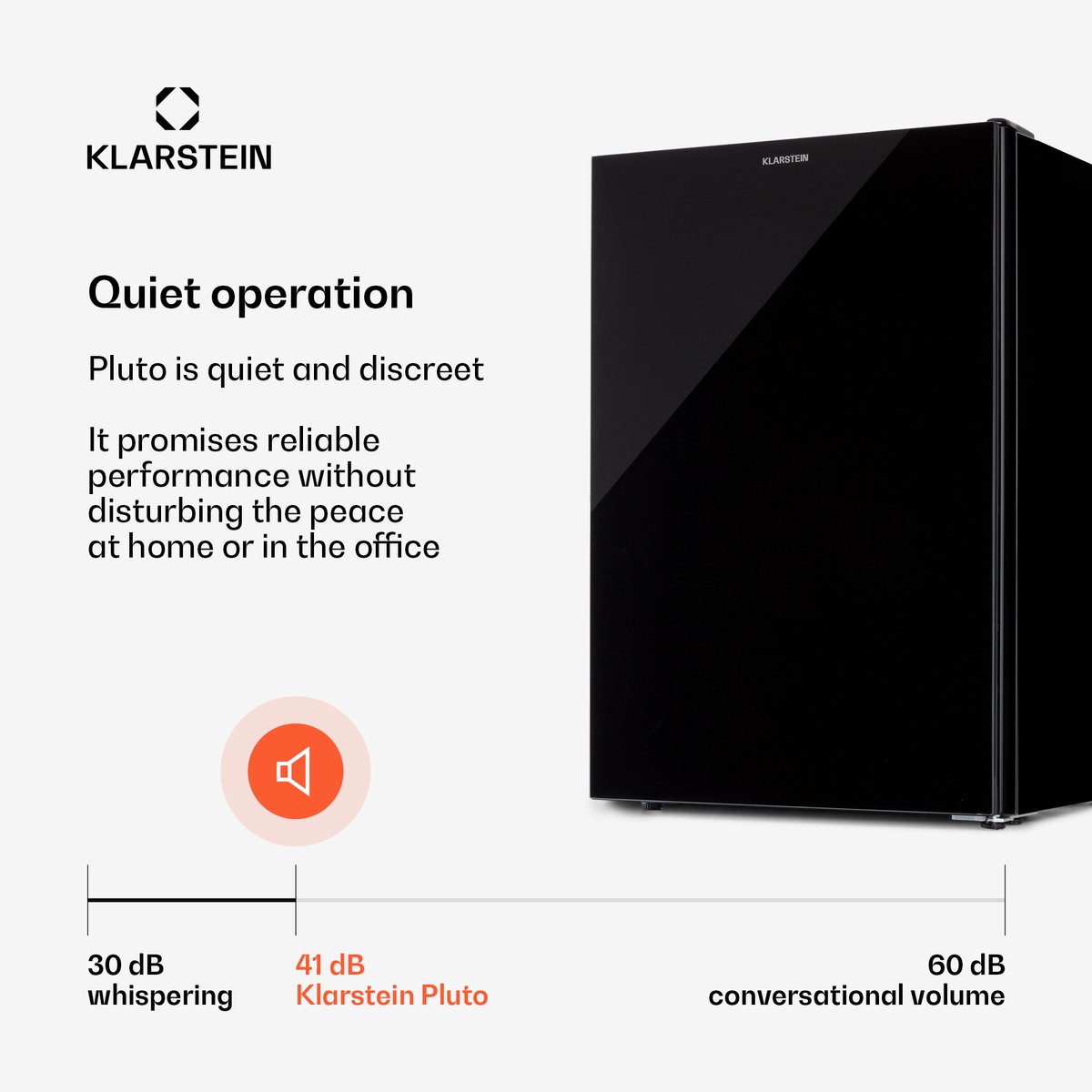 Klarstein Pluto diepvrieskast - 1 koelzone, thermostaat met 5 standen, 0 tot -18 °C, met glazen deur, voetjes voor hoogteverstelling, stille werking, totaalvolume van 80 liter, zwart