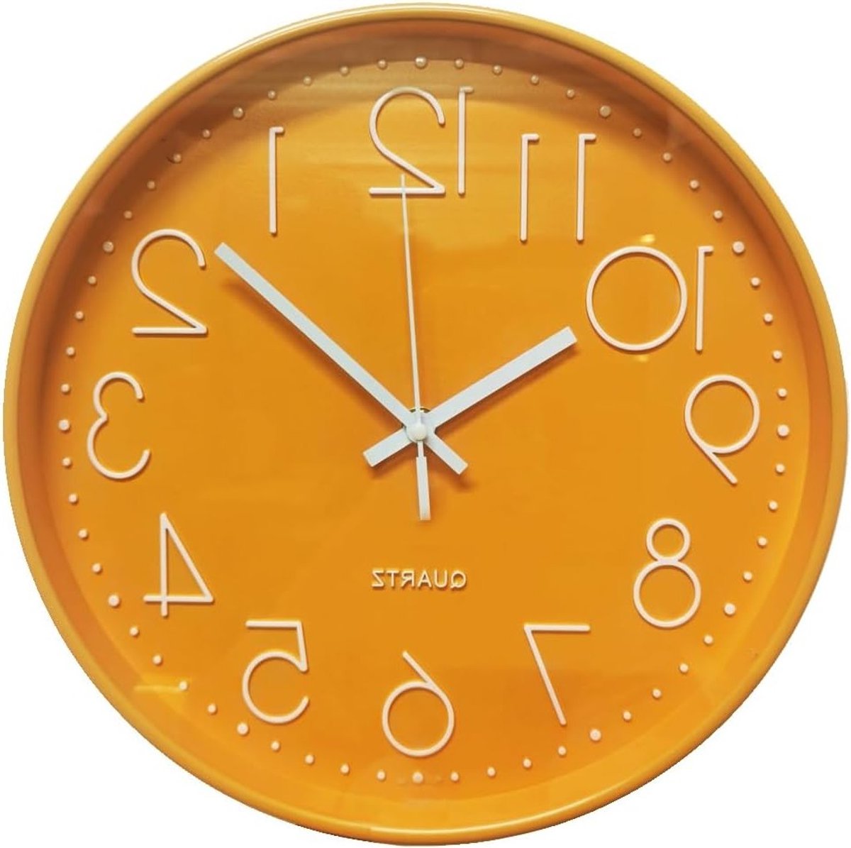 Stijlvolle Kinderwandklok zonder Tikkende Geluiden - 30cm Quartz Batterij Aangedreven Wandklok voor Kantoor, Klaslokaal, Woonkamer en Slaapkamer (Oranje)