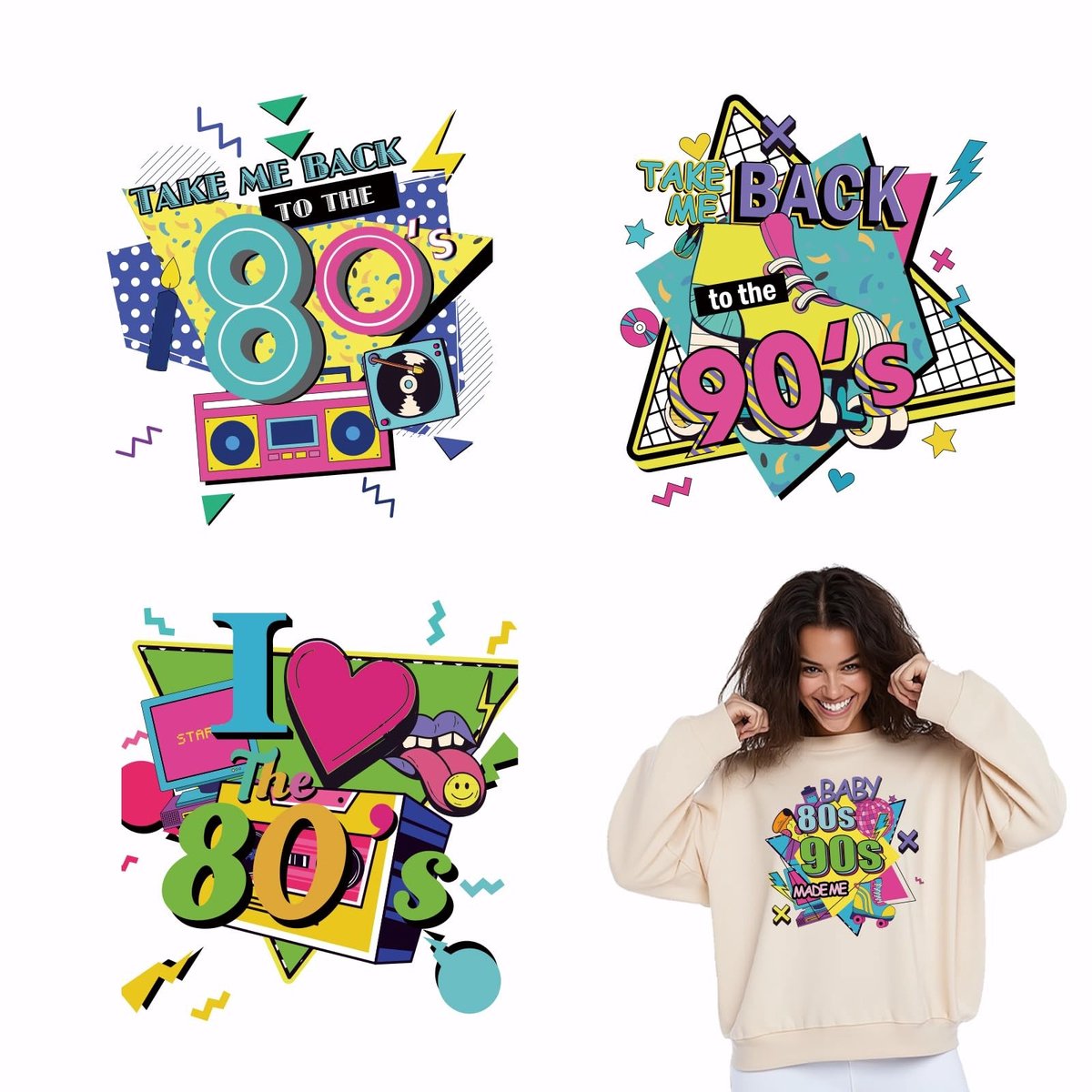 Dailygoody - Take Me Back to 80s 90s - Opstrijkbare Decals - Wasbaar