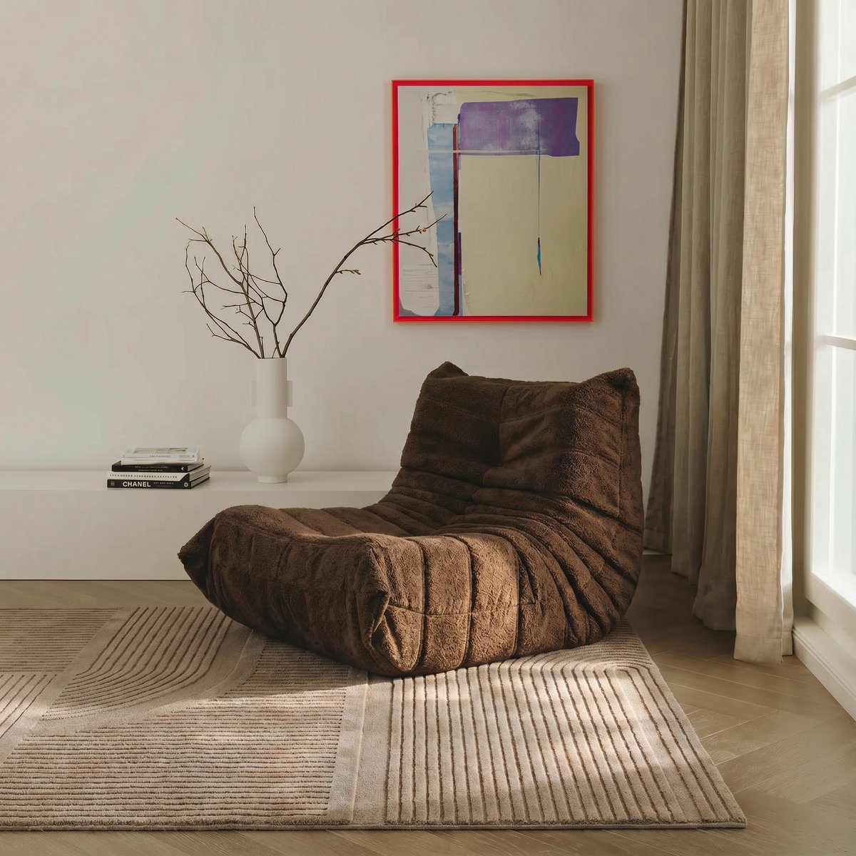 Vloerkleed Scandinavisch taupe hoog/laag Rosa 200 x 290cm Mrcarpet