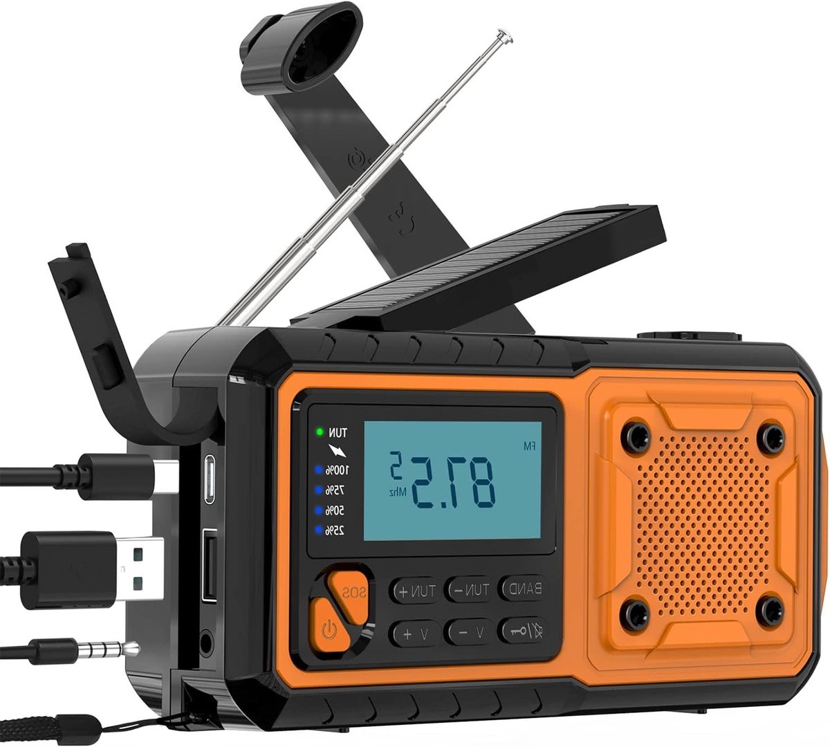 Draaibare Radio met Oplaadfunctie voor Mobiele Telefoons, Noodradio met FM, AM en SW, 4000