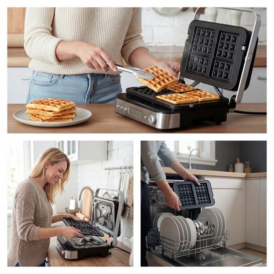 Wartmann Contactgrill - Wafelijzer - Tosti Apparaat - Paninigrill en Tosti ijzer - PFAS-vrij - Uitneembare Platen - Groot Grilloppervlak - Snel Warm (2000W) - RVS — afbeelding 5