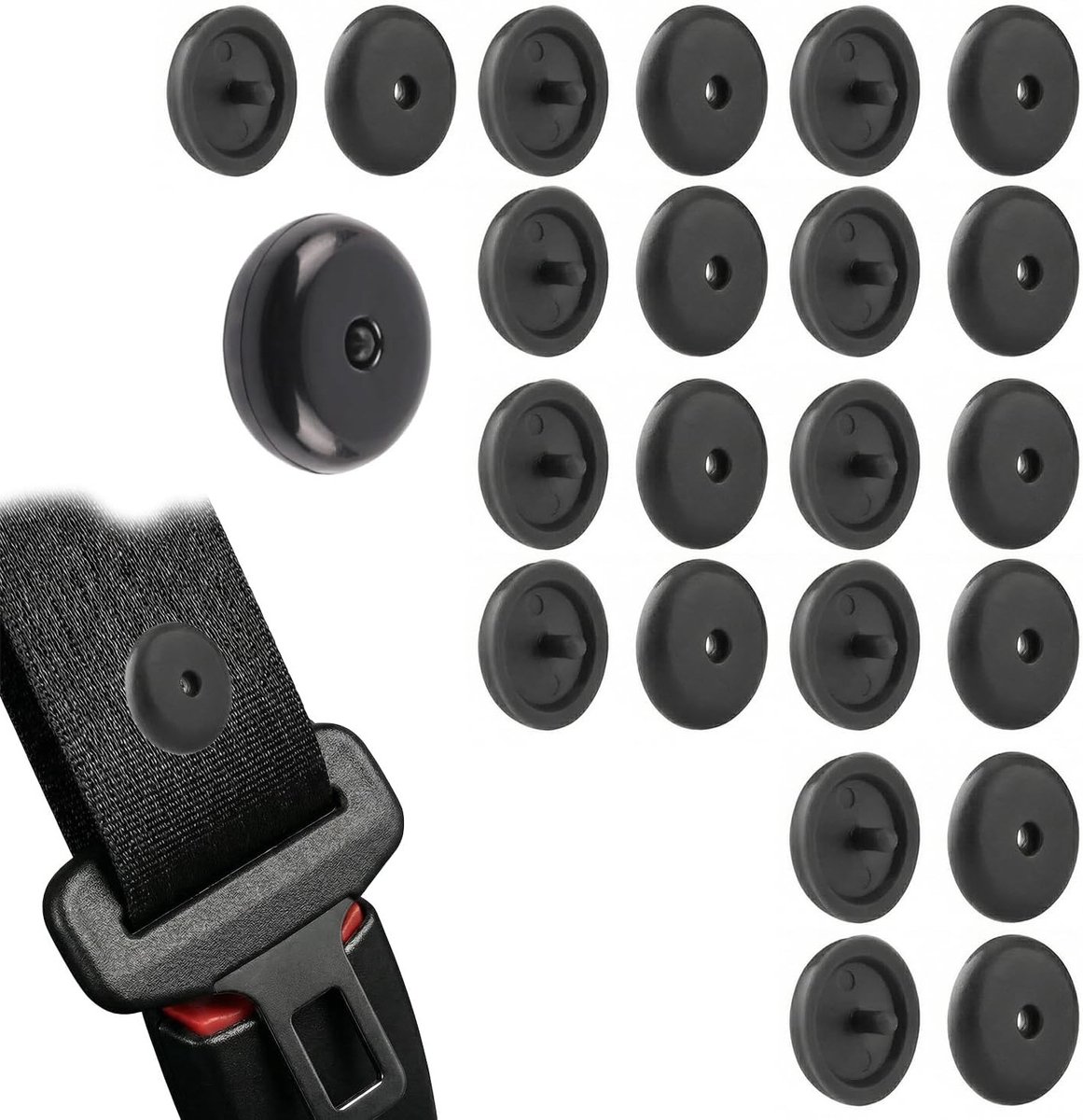 Zwarte autogordelstoppers 12 stuks - duurzame kunststof - voorkomt slippen - verhoogt rijcomfort - ShopVlot