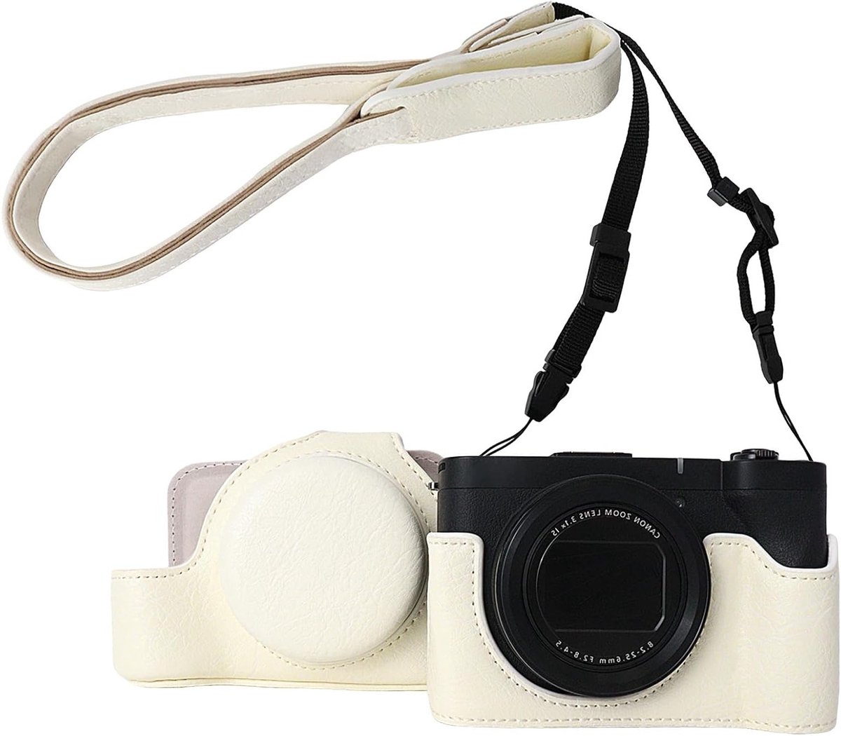 Camera Case voor PowerShot V1 - PU Leer, Verwijderbare Beschermhoes met Verstelbare Schouderriem, Ideaal voor Fotografie en Reizen