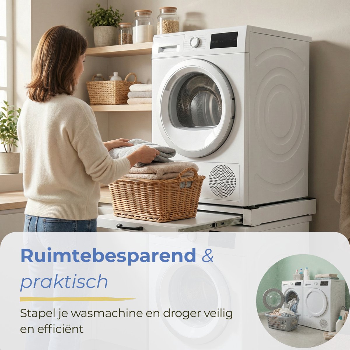 Morelia® Tussenstuk Wasmachine Droger - Stapelkit Wasmachine Droger - Universeel - Wit — afbeelding 2