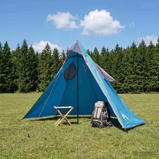 vidaXL - 2-in-1 - Regen - Poncho - met - Kap - Blauw - 262 - x - 126 - x - 130 - cm van Vidaxl — afbeelding 4