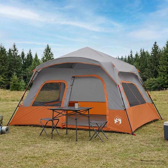 vidaXL - Directe - Tent - Grijs - en - Oranje - 340 - x - 280 - x - 190 - cm — afbeelding 2