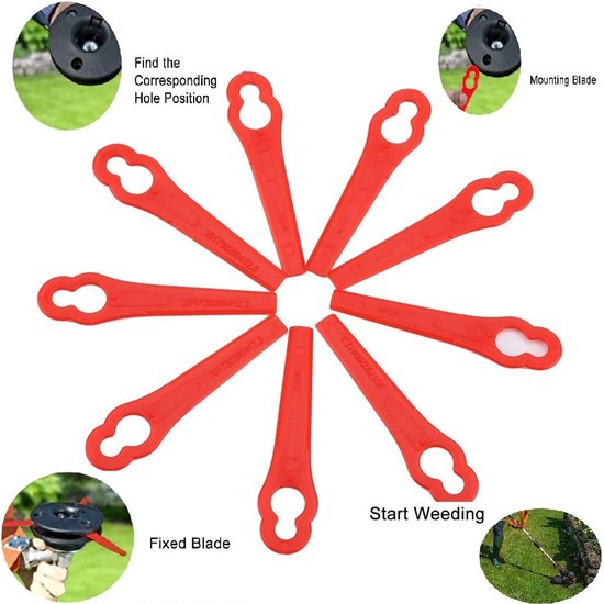 Kunststof Messen - 100 stuks - Reservemessen grastrimmer - rood - vervangende plastic messen - accessoiretrimmers - gazonmaaien nylon messen - tuinmaaier accessoiregereedschappen van Merkloos	 — afbeelding 5