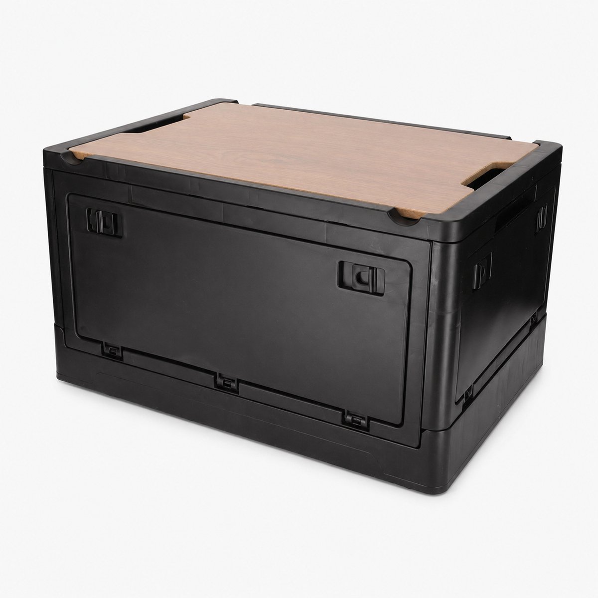 Norlander Krat Met Houten Deksel & Koeltas Zwart