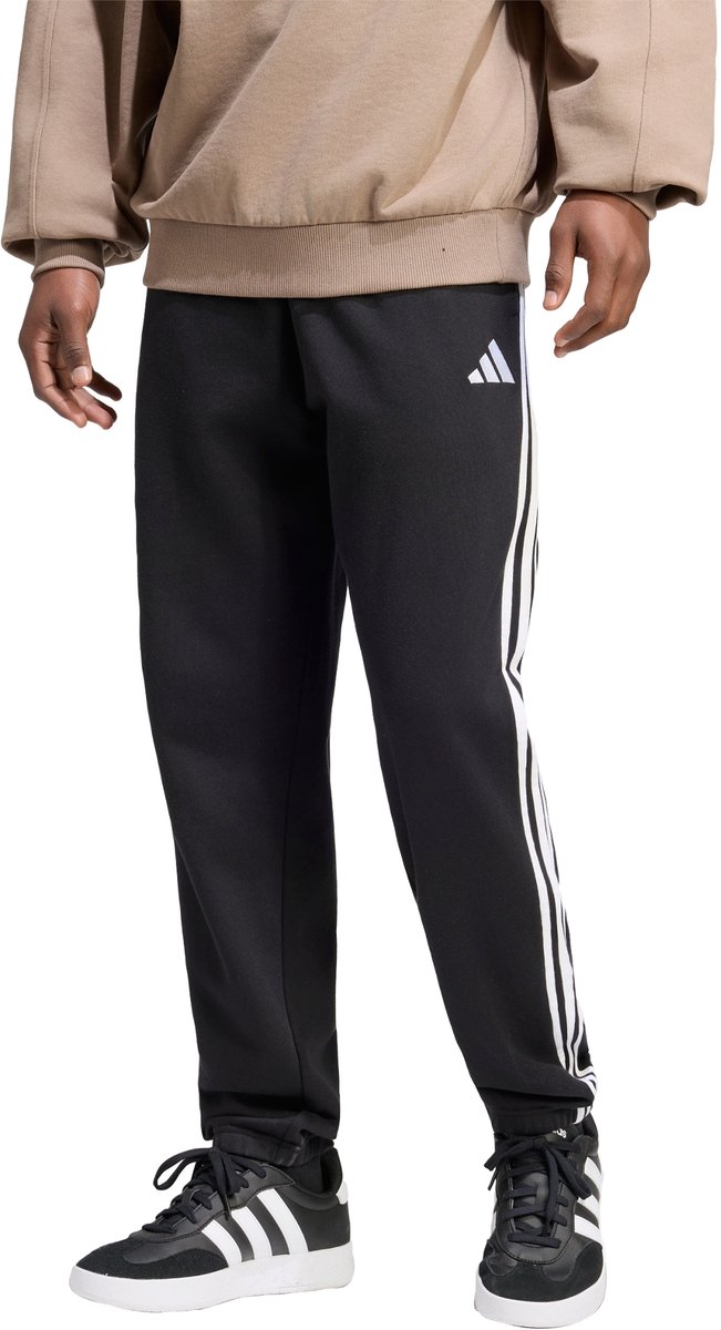 Adidas Sportswear Essentials 3-Stripes Sweaterstof Tapered Cuffed Broek Heren Zwart