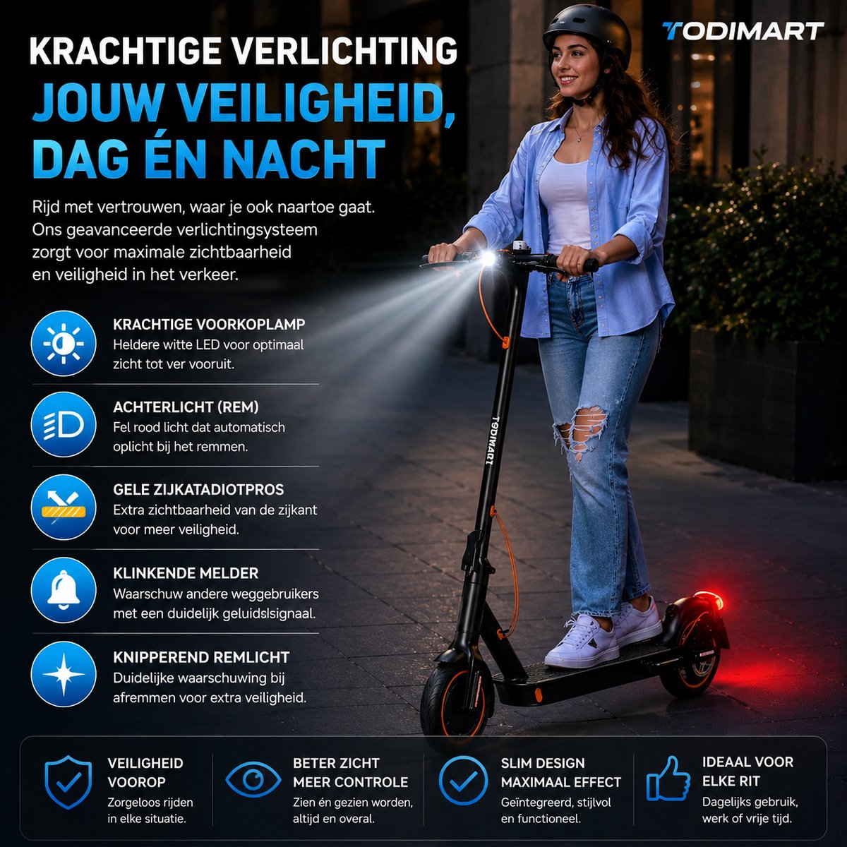 TODIMART T3 E-Scooter 350W, 25 km/u, opvouwbaar met app thumbnail 3