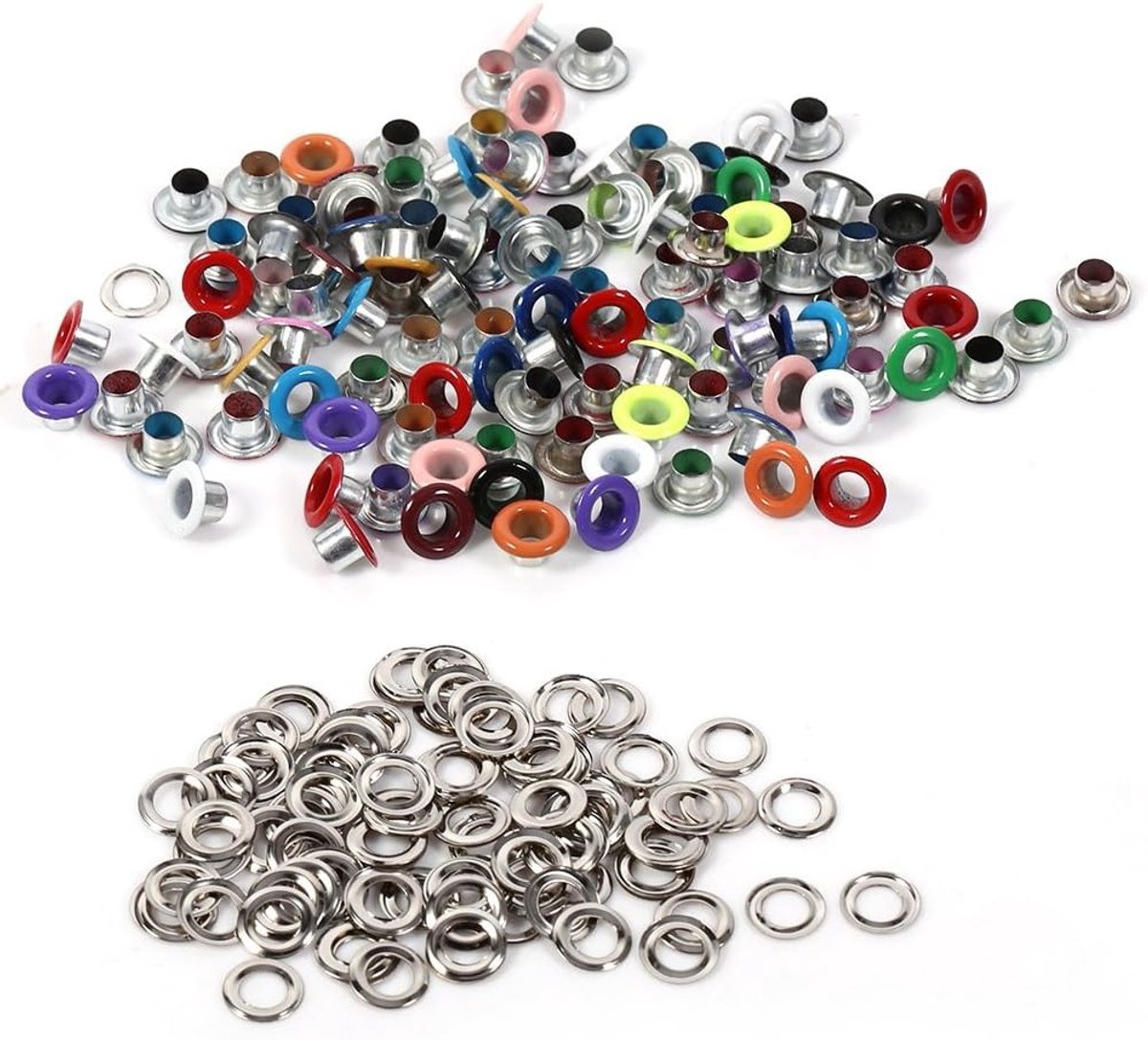 4mm Aluminium Oogjes Set van 100 Stuks in Diverse Kleuren voor Kleding, Tassen en Creatieve DIY Projecten