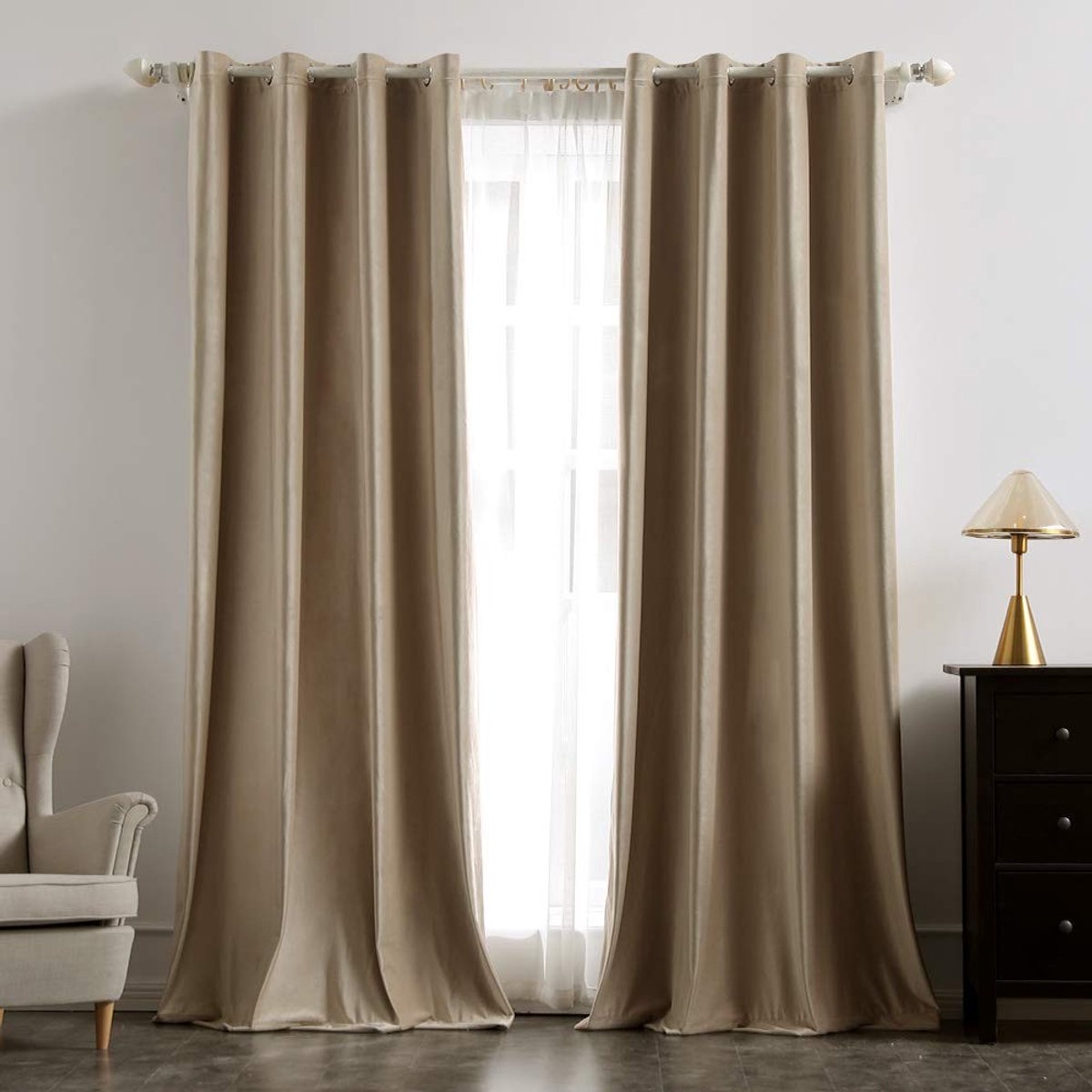 SnelShoppen - Luxe Velours Gordijnen Set van 2 - Zachte en Verduisterende Raamdecoratie voor Slaapkamer en Woonkamer - Thermisch Isolerend 260x200 CM
