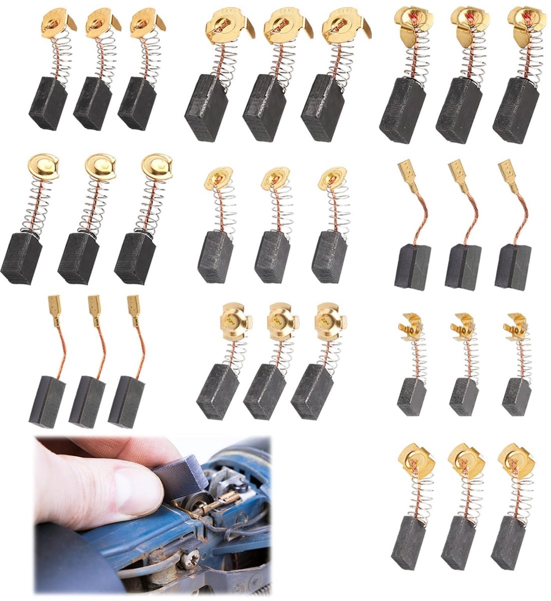 Dailygoody - Set van 30 koolborstels - Universele vervangingen - Hoge kwaliteit - Zwart - Geschikt voor boormachines en andere gereedschappen - Optima...