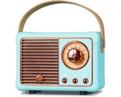 Retro Draagbare Bluetooth-Spreker, FM-Radio-Spreker met 3W Krachtige Luidspreker, Basmembraan, Handsfree Bellen, Vintage Pocket Speaker USB/TF Card/AUX-ondersteuning (Blauw)